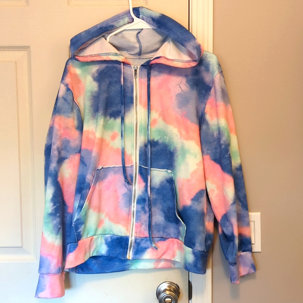 Tie dye full zip hoodie (L)